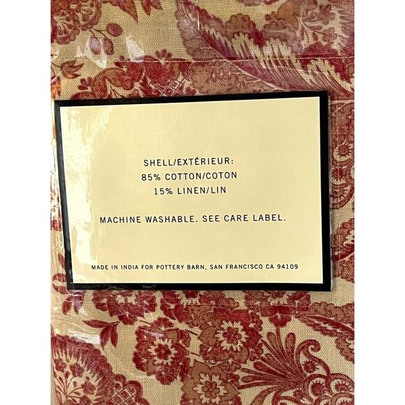 NEW Pottery Barn Flora Red Std Pillow Sham Toile Floral More Available - Picture 5 of 5
